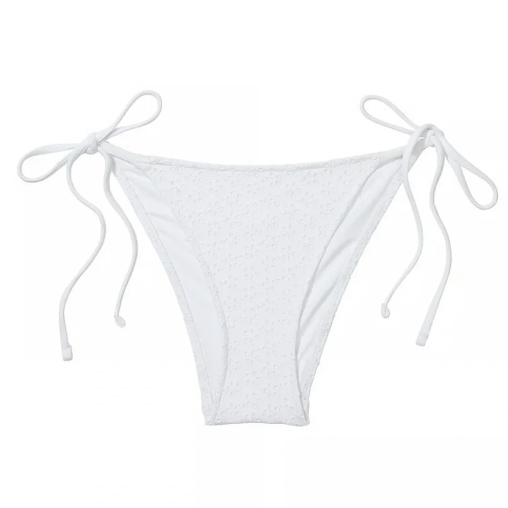 New! Frankie's Bikinis Bridgette White Eyelet String Bikini Bottom 1589